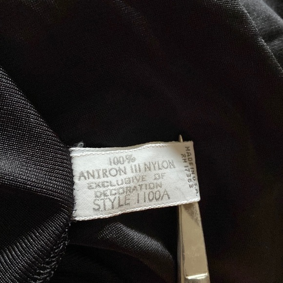 Vintage 1990s black waist half slip knee length midi Komar large Aniron Nylon - Picture 6 of 7